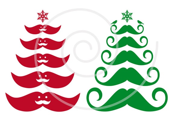 Christmas tree Christmas card red and green mustache