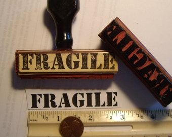 1 "Fragile" vintage 1955 rubber stamp mark your packages from original plates. vintage wood too.