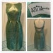 1950s Blue Green with Gold Lame Wiggle dress by "Anita modes" Med/Large