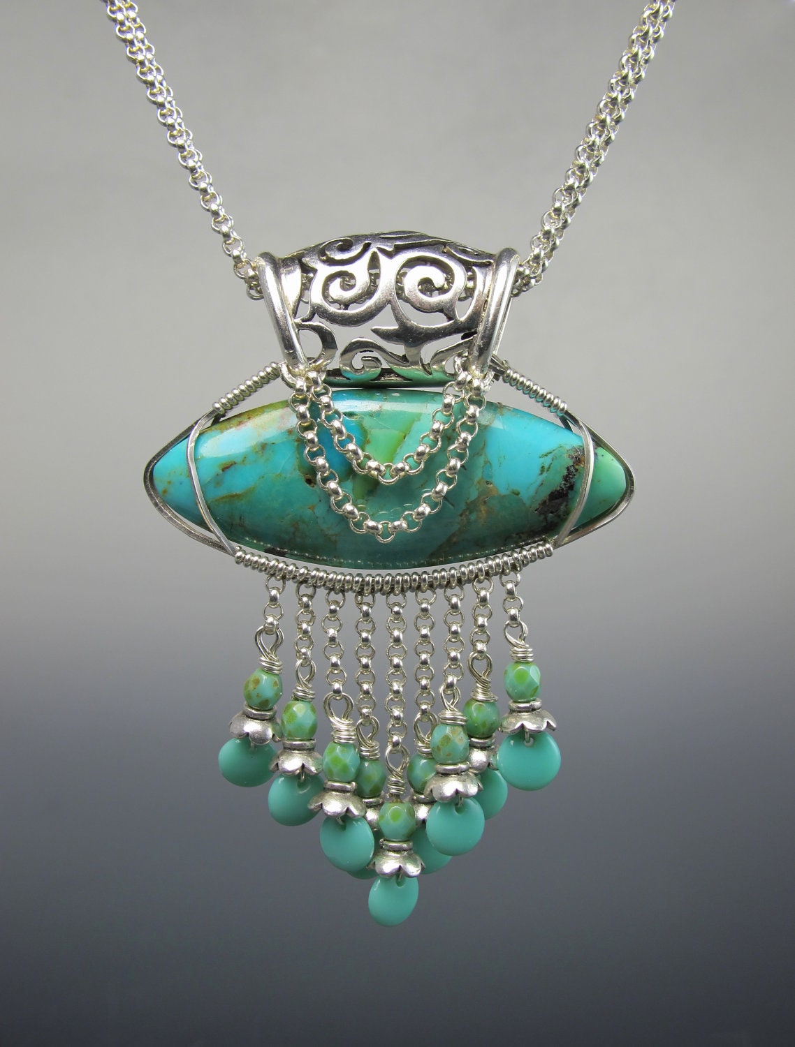 Royal Turquoise Wire Wrap Pendant