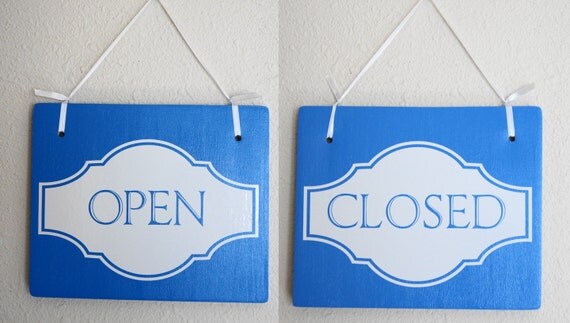 Open Closed Sign Double Sided Hanging Wood Sign