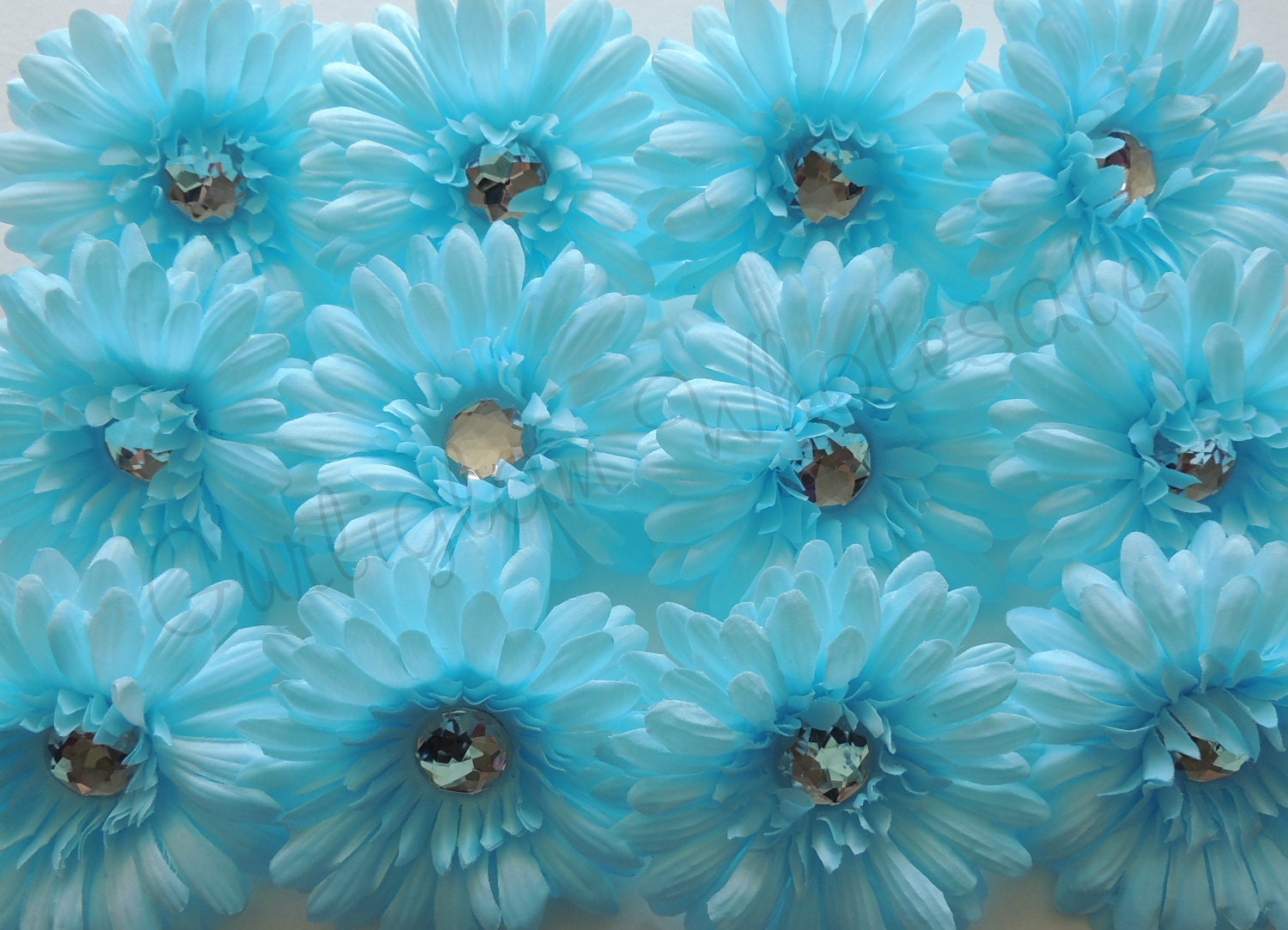 12 pc Light Blue 4 Gerbera Daisy Daisy Flower head