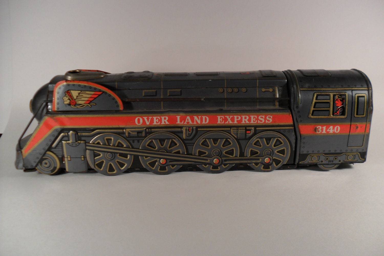 Tin Metal Toy Train Vintage Overland Express No. 3140