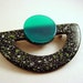 Paint And Shapes (vintage retro black blue plastic geometric modern large 80s splattered paint brooch pin)