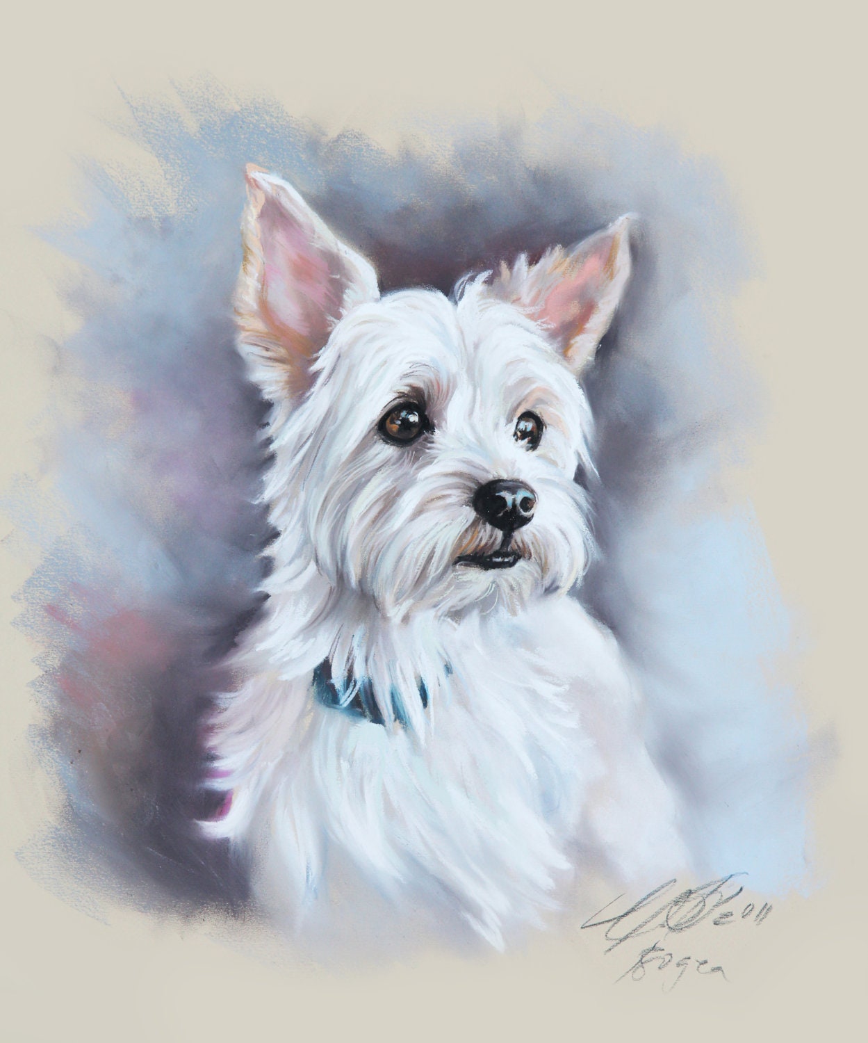 Custom Pastel Portrait Painting of Pet Yorkshire from