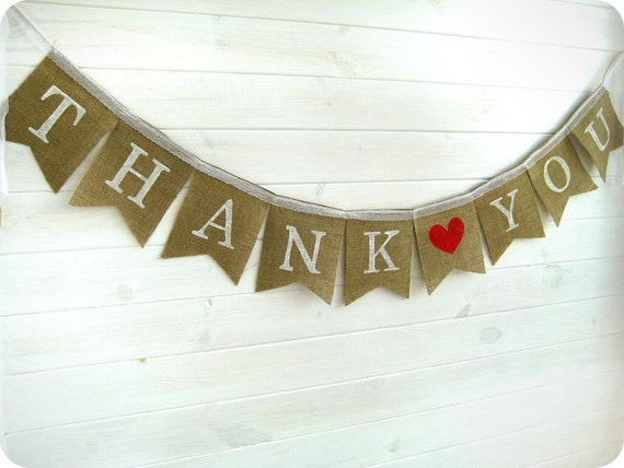 THANK YOU burlap banner bunting wedding bannersign banner