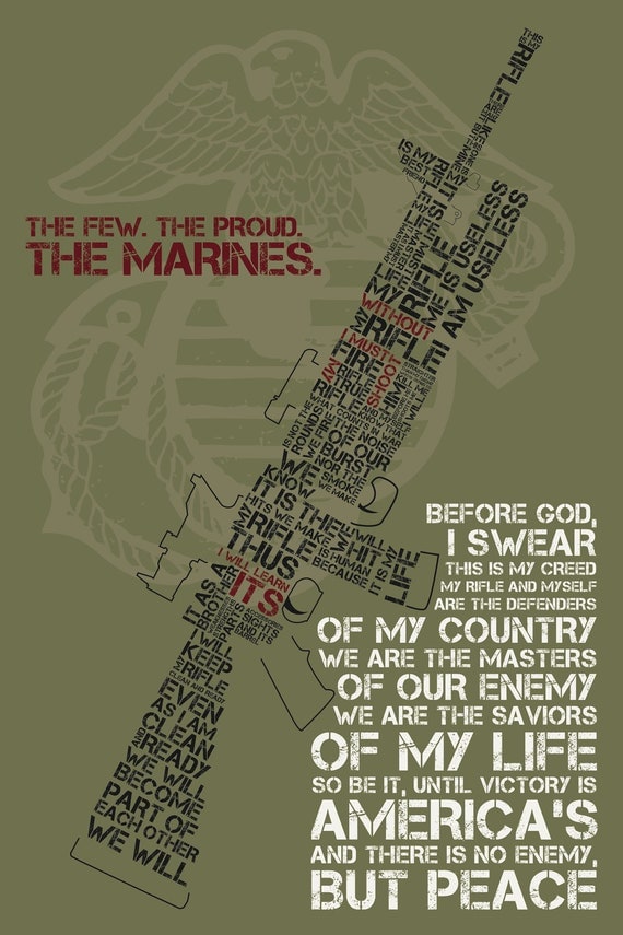 Items similar to United States Marine Corps Poster (USMC) w/ Rifleman's