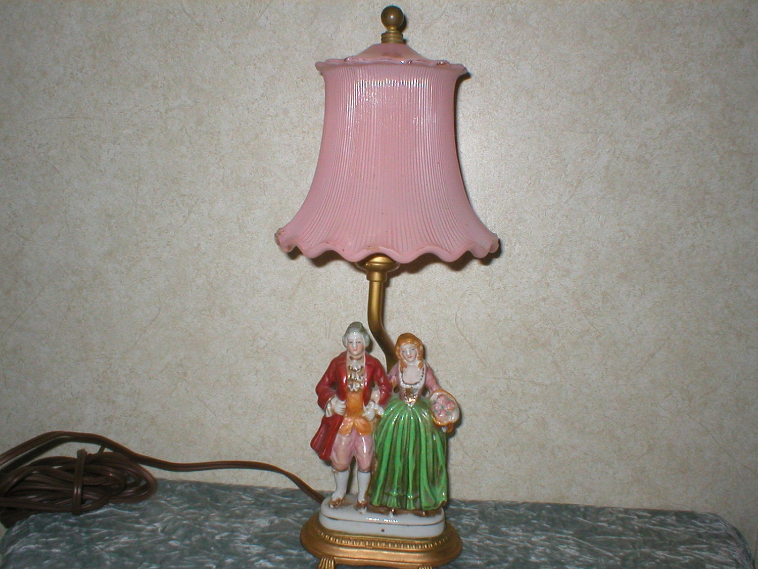 1910's Glass Shade Electric Colonial Lamp