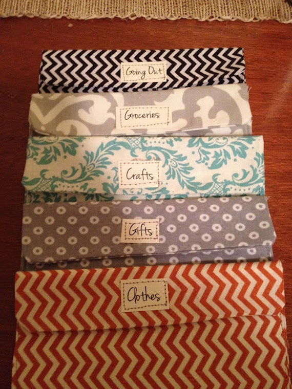 Fabric Envelope Cash System 5 Envelopes only by sewable1 on Etsy