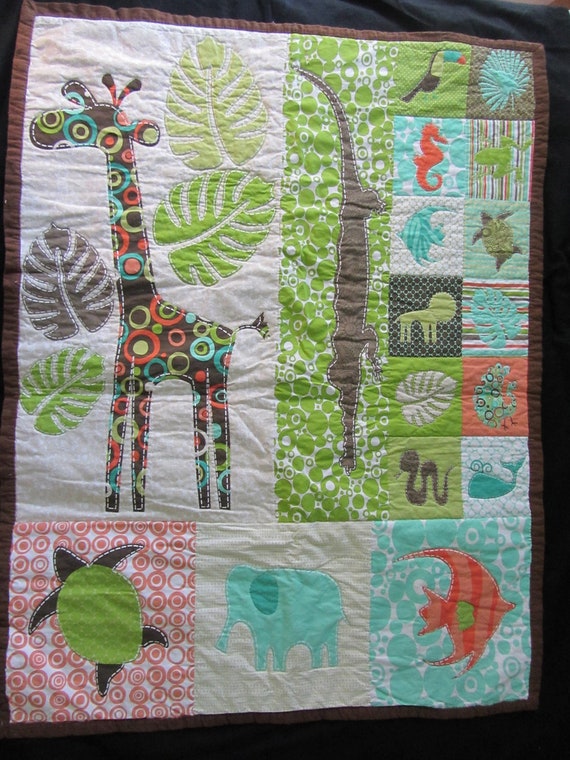 Safari Baby Quilt by BonfireBaublesNBeads on Etsy