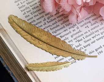 Brass Large Feather Bookmark, Brass Bookmark, 114x23mm, C05Y.BR15.P01