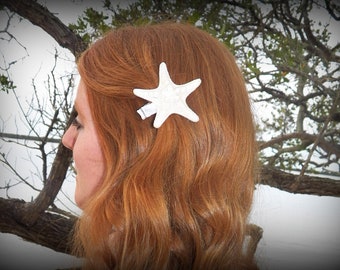 White Glitter Starfish Hair Clip