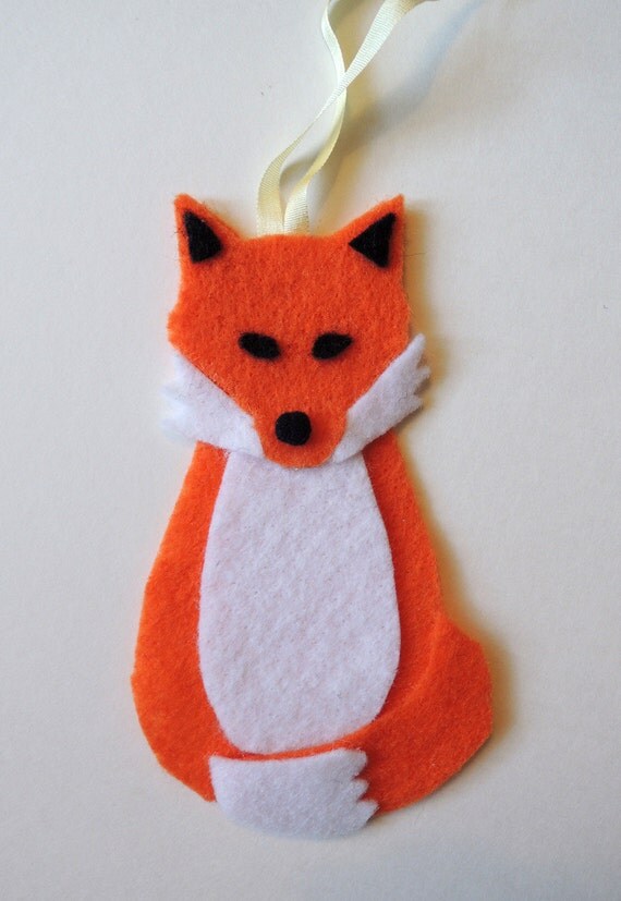 Fox felt Christmas ornament woodland creatures by GnonesuchGnomes