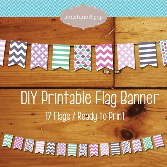 Items similar to DIY Party Printable Flag Banner perfect for events