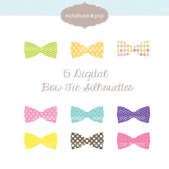 18 Digital Bow Tie Silhouettes - Clip Art - Perfect for photo booth props, inivitations, digital scrapbooking and more Il_570xn
