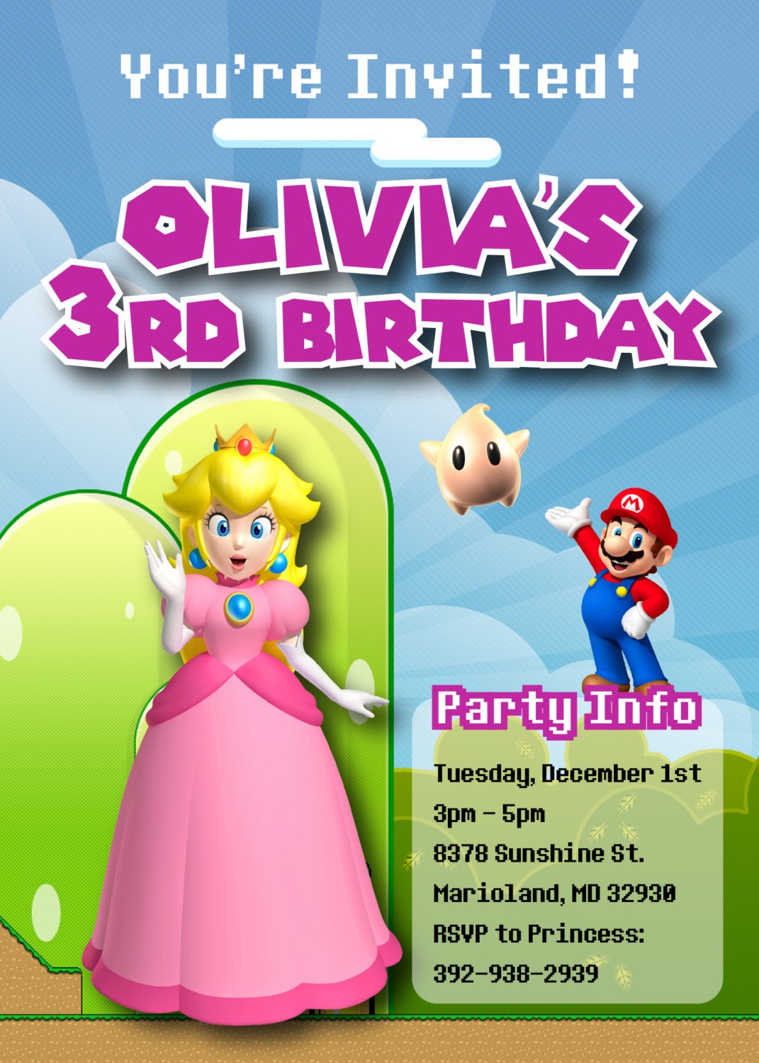 personalized-princess-peach-birthday-party-invites-4x6-or-5x7