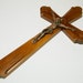 9,5" Vintage Wooden HAND CARVED Wall Cross Crucifix with Jesus Folk art