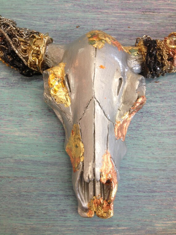 Metallic 'Metal Madness' Decorated Cow Skull/Animal