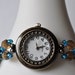 Aqua Crystal & Smokey Brown Beaded Wrist Watch UK Seller OOAK