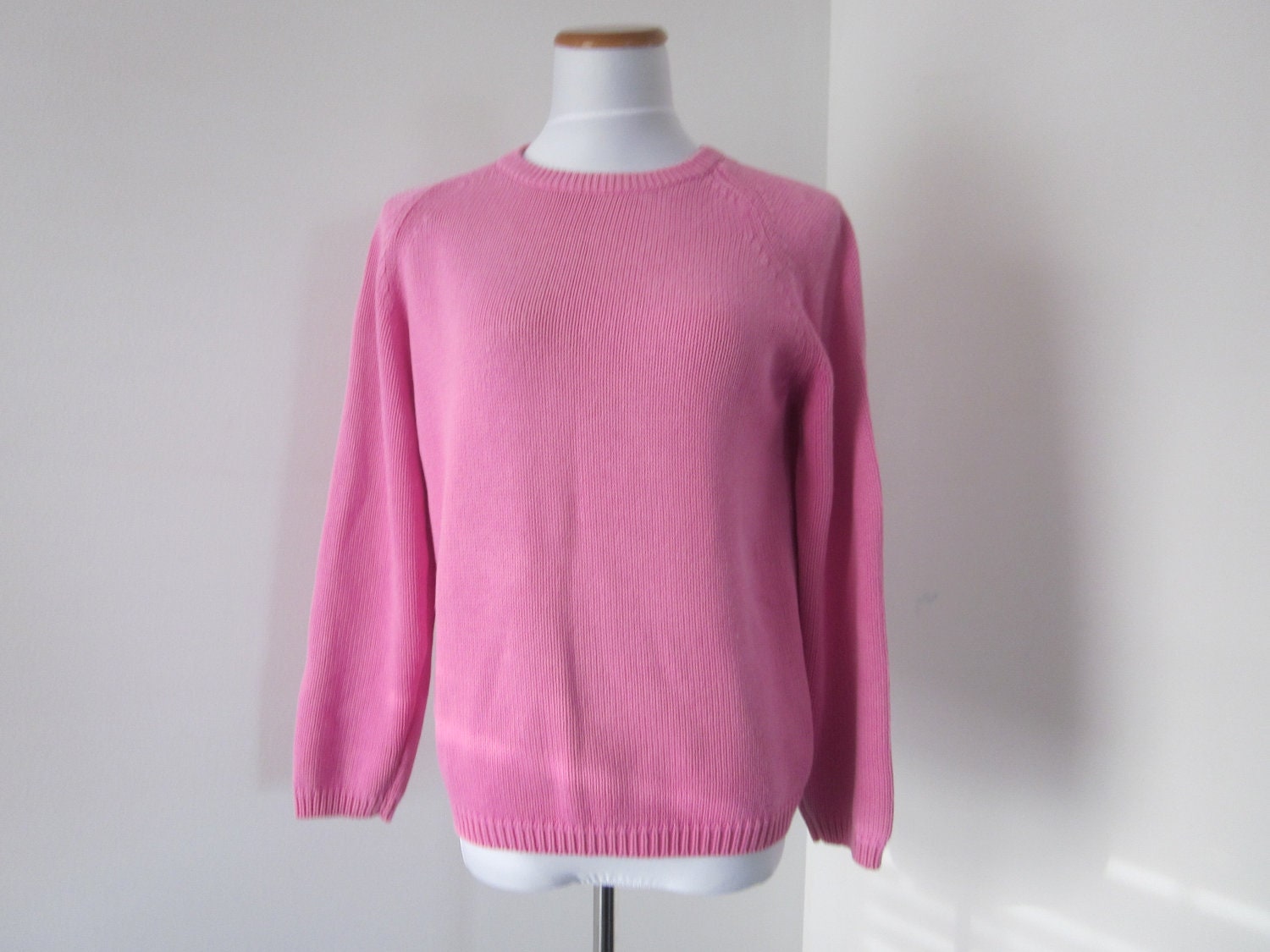 Vintage Hot Pink Sweater Bubblegum Pink Cotton Sweater