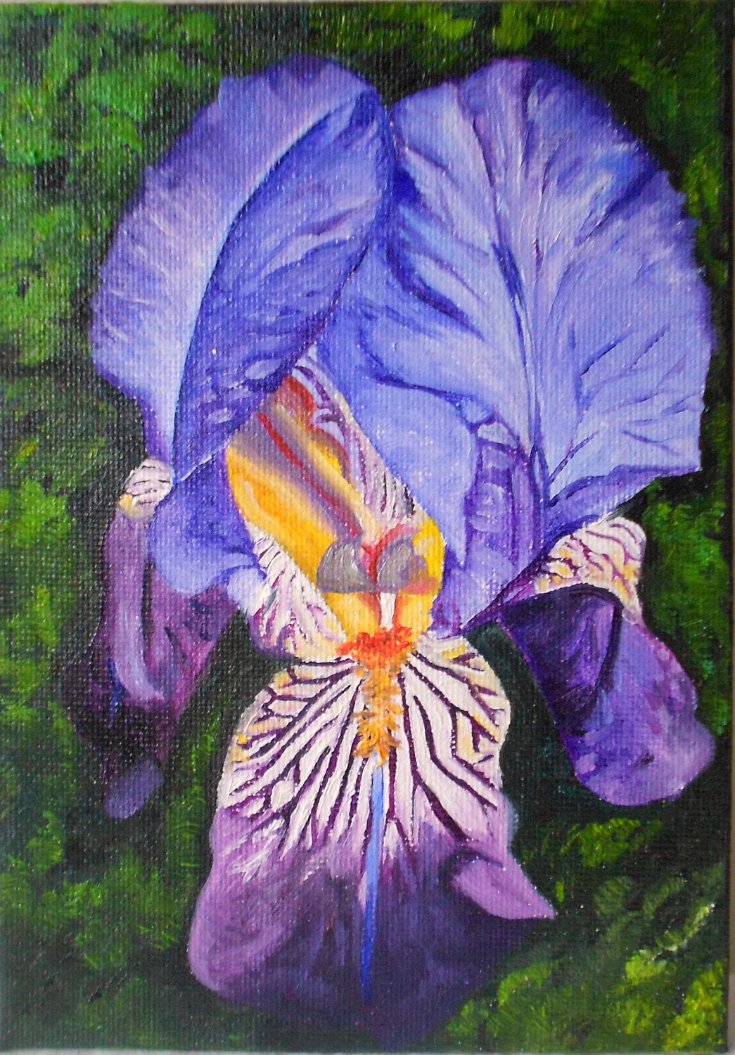 Original Oil Painting Purple Iris Flower Small 5 by