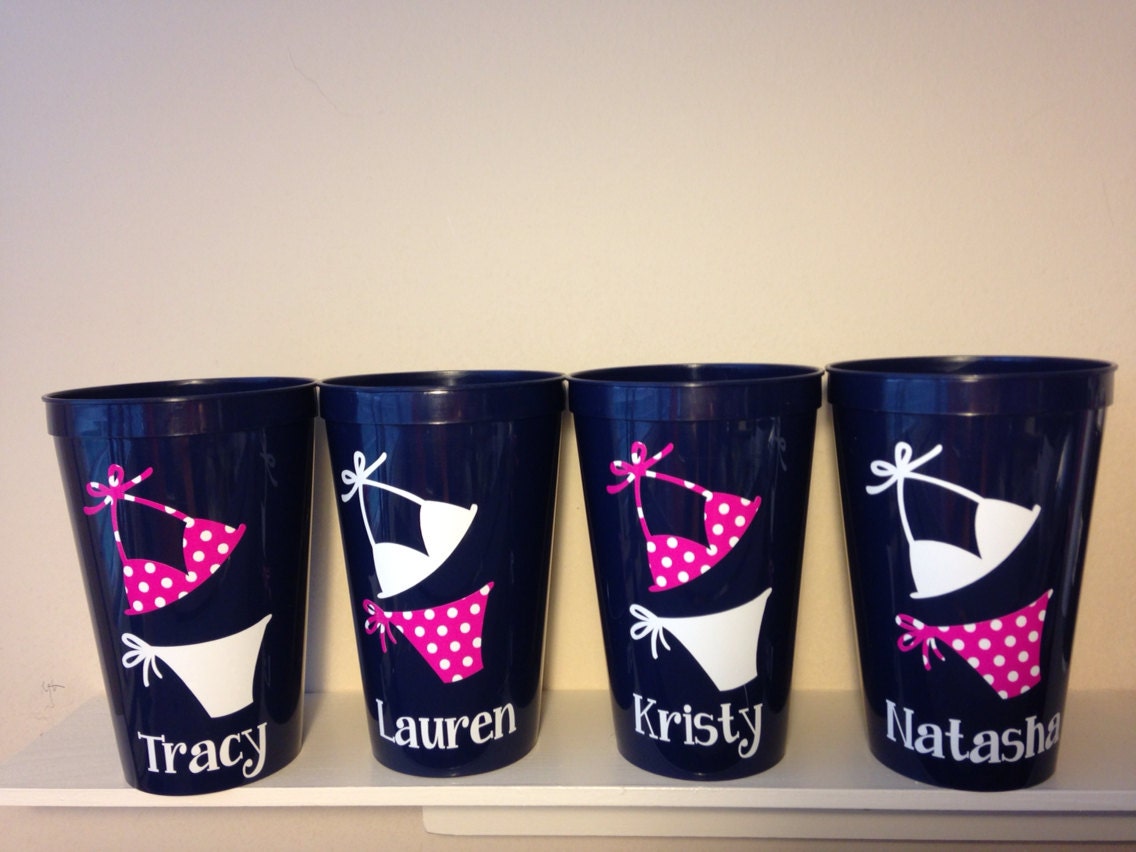 Personalized Bikini Cups Set of 4 Custom Girls Trip