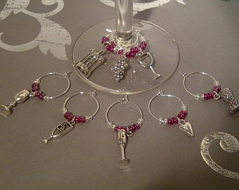 Wine Lovers Wine Charm Set of 8