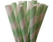 LONG Paper Straws, (25) LIGHT GREEN Paper Straws for Tall Soda Bottles,10.5" Mint Green Stripe Paper Straws, Cake Pop, Diy Flag, Mint shower Il_170x135