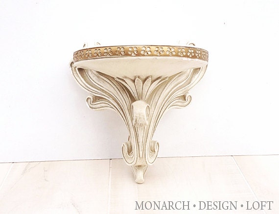 Items similar to White Wall Sconce Small Wall Shelf Ornate ... on Small Sconce Shelf id=55776