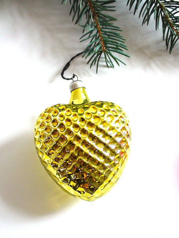 Items similar to Vintage Christmas decor, glass ornament, shining gold, christmas gift on Etsy