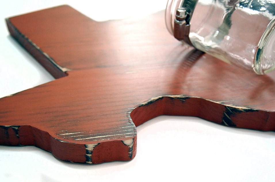 Texas State Cut out with Mason Jar Vase Candle holder Rustic