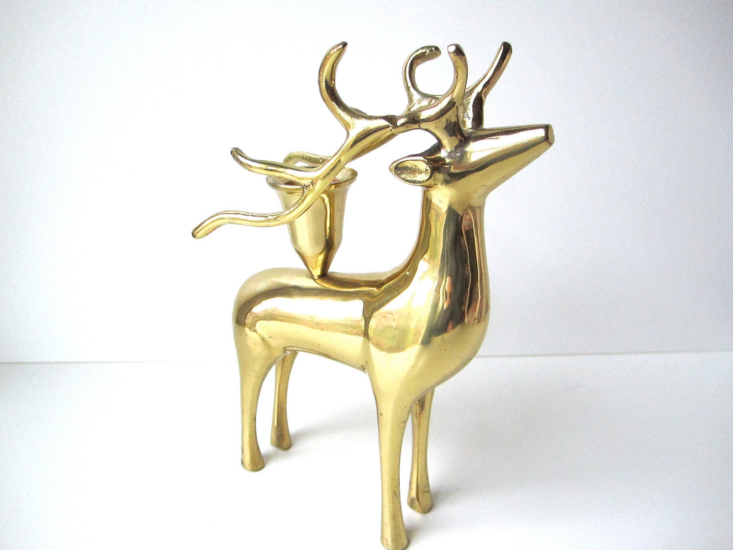 vintage brass elk or reindeer candle holder by hervintagecrush vintage brass elk or reindeer candle holder by hervintagecrush