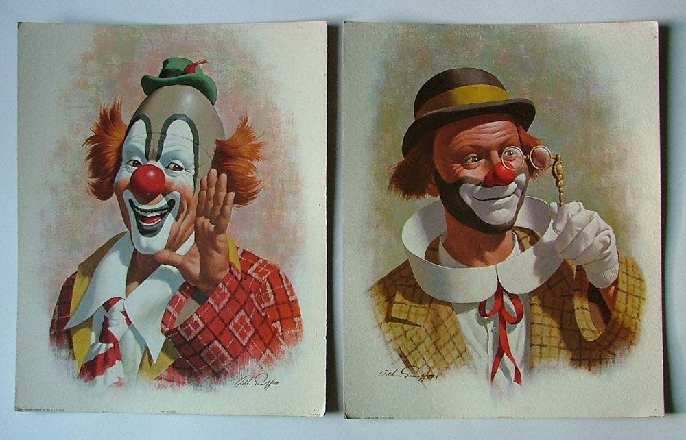 Vintage Pair of Clown Prints by Arthur Sarnoff 16 by