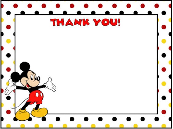 Free Printable Mickey Mouse Thank You Cards