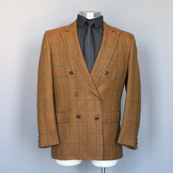 Vintage Mens Jacket Sport Coat 60s Double Breasted 1960s