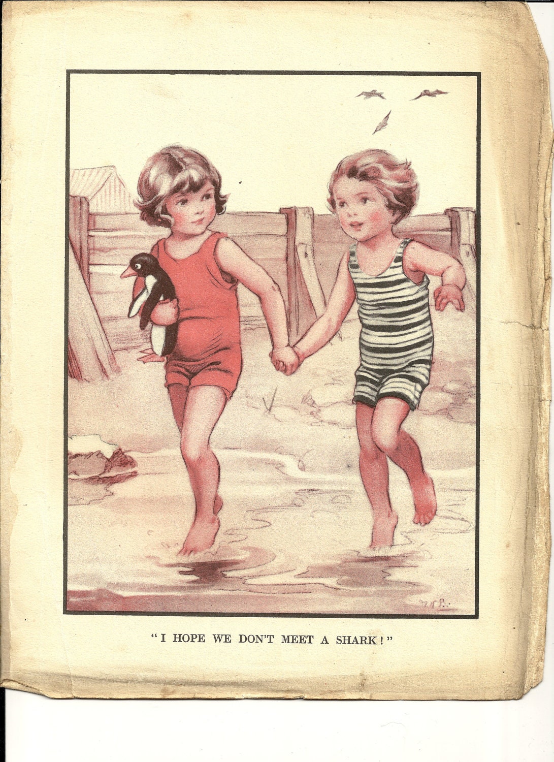 1920s Large Vintage Colour Illustration from a Childrens book.