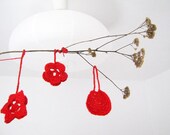 Flower crocheted ornament, crocheted decoration for autumn, spring decoration gift, crochet, red lace decoration