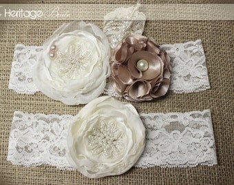 Wedding Garter, Bridal Garter, gold garter, champagne garter, Wedding, ivory garter, white garter, wedding garters, Bridal garter, Garters