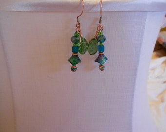 Teal Coppery Bluebell Earrings