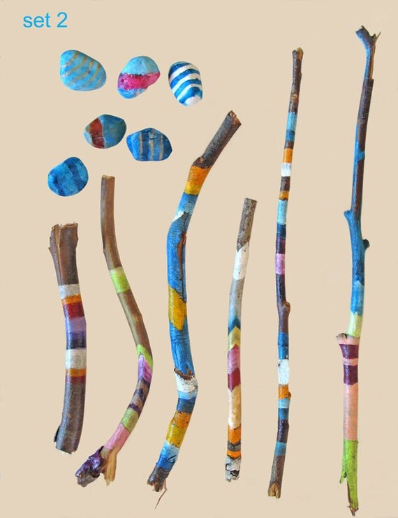 Painted sticks and rocks