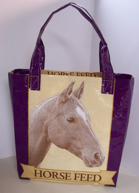 Recycled Feed Bag Horse Feed Sack Tote Horse Tote by StudioAire