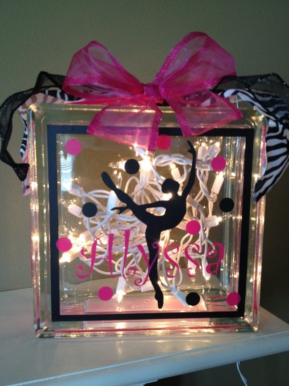 Personalized Vinyl Glass block light with by TheStylishLetter