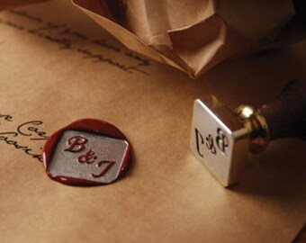 Square Custom Wax Seal Stamp Wedding day Stamp - your name date LOGO custom stamp anything