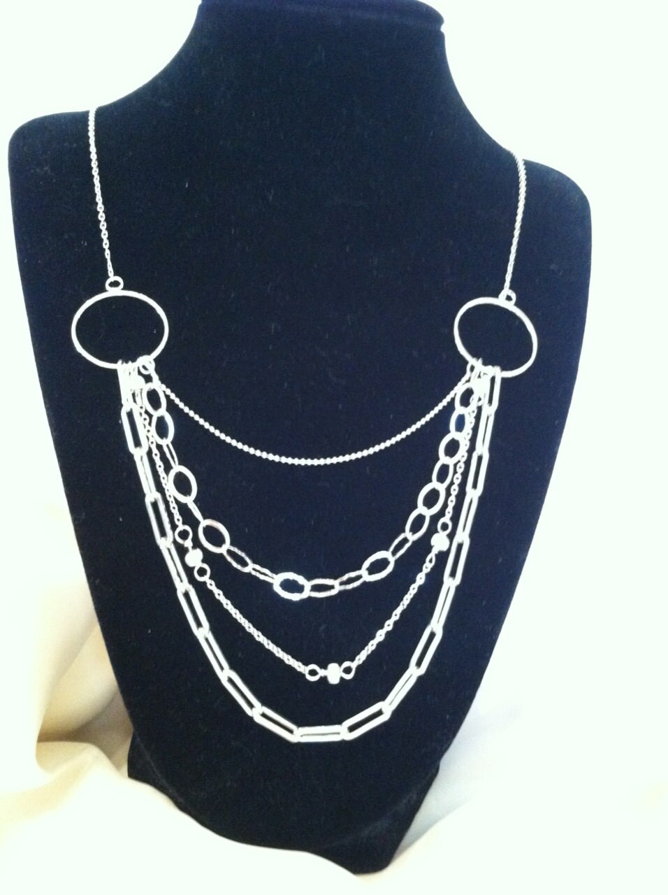 Sterling Silver Layered Chain Necklace Valentine