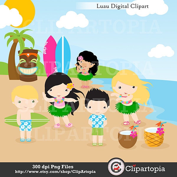 Luau Clipart / Hawaii Clipart / Hula Girl ClipArt / by ClipArtopia