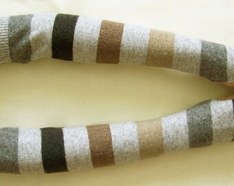 SALE, Lambswool, Stripes, Very Long Arm Warmers, Multicolored, Soft Fingerless Gloves, Boho, Hippie, with Thumb Hole. IDEAL for HER