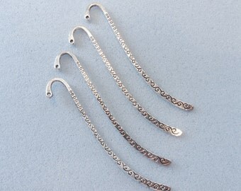 4 Tibetan silver bookmarks - bookmark blanks - craft bookmarks - silver bookmark - 85mm x 14mm