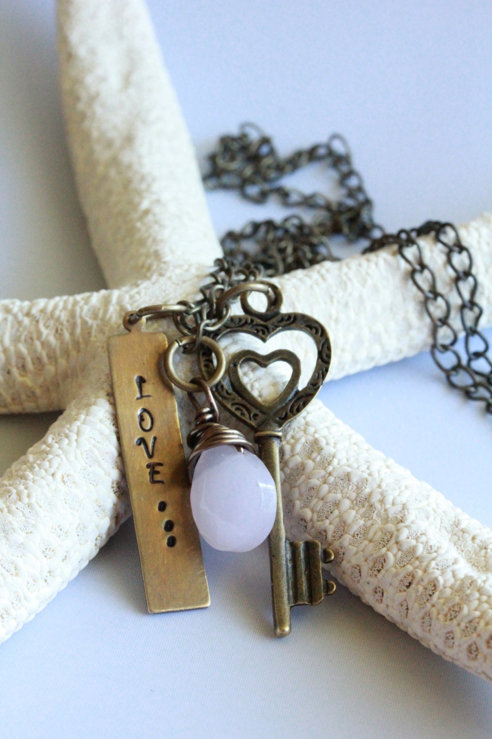 Handmade Antique Gold Stamped Love Key and by Cre8ionsFromTheHeart