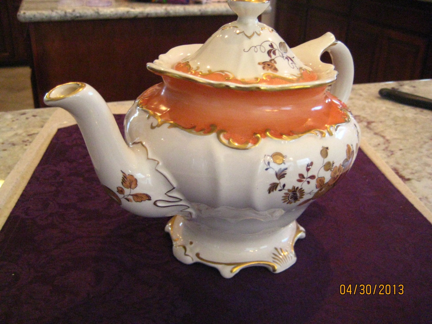 Sadler Teapot Vintage English Made in England w/Gold