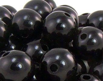 Black Acrylic Beads 12mm, Black Spacer Beads, Black Plastic Beads, Jewelry Making, DIY Beads - 25 PCS